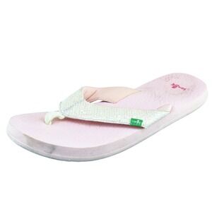 Sanuk Youth Girls Shoes Size‎ 6-7 M Pink Flip Flop Fabric